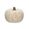 Transpac Dolomite 8.3 In. White Harvest Large Light Up Carved Vine Pumpkin