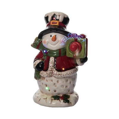 Transpac Dolomite Light Up Snowman With Gift Box And Music - Festive Christmas Decorative Object For Holiday Cheer 1 Transpac Dolomite Light Up Snowman With Gift Box And Music - Festive Christmas Decorative Object For Holiday Cheer