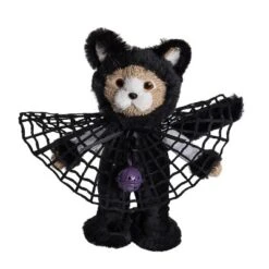 Transpac Thread Cat With Costume Decorative Plush Figurine Halloween Black Foam Tabletop Decor For Cat Lovers And Gifts