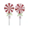 Transpac Peppermint Stake Set Of 2 Decorative Garden Stakes For Christmas Indoor Outdoor Holiday Decor Gift Giving