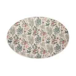 Transpac Dolomite Holiday Branches Platter Multicolor Ceramic Serving Platter For Christmas Tabletop Decor And Gifts