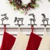 Transpac Metal Deer Stocking Holder Set Of 4 Multicolor Christmas Mantel Decoration For Indoor Holiday Decor