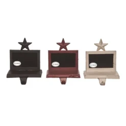 Transpac Set Of 3 Cast Iron Chalkboard Stocking Holders Christmas Home Decorations