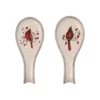Transpac Dolomite Birch Cardinal Spoon Rest Set Of 2 Ceramic Red Tabletop Decor For Holiday Celebrations And Gift Giving