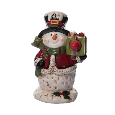Transpac Dolomite Light Up Snowman With Gift Box And Music - Festive Christmas Decorative Object For Holiday Cheer 2 Transpac Dolomite Light Up Snowman With Gift Box And Music - Festive Christmas Decorative Object For Holiday Cheer - Image 2