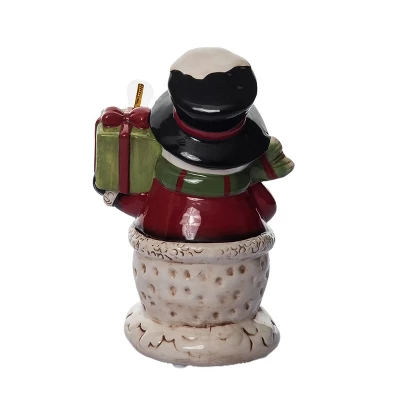 Transpac Dolomite Light Up Snowman With Gift Box And Music - Festive Christmas Decorative Object For Holiday Cheer 4 Transpac Dolomite Light Up Snowman With Gift Box And Music - Festive Christmas Decorative Object For Holiday Cheer - Image 4