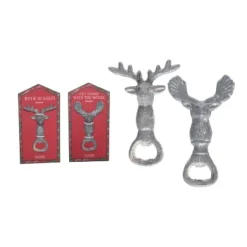 Transpac Rustic Metal Holiday Bottle Openers Set Of 2 Silver Christmas Tabletop Decor For Indoor Use And Gift Giving