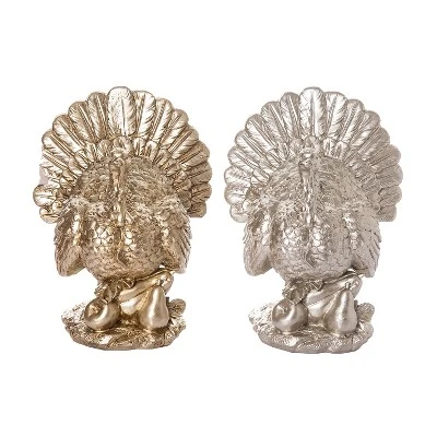 Transpac Resin Champagne Gold Turkey Decor Set Of 2 - Fall Decorative Figurines For Thanksgiving Home Decor 1 Transpac Resin Champagne Gold Turkey Decor Set Of 2 - Fall Decorative Figurines For Thanksgiving Home Decor