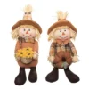 Transpac Plush Plaid Harvest Scarecrow Sitter Set Of 2 Decorative Figurines For Fall Indoor Tabletop Decor