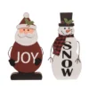 Transpac Wooden Standing Santa And Snowman Decor Set Of 2 Christmas Home Decorations For Festive Holiday Cheer