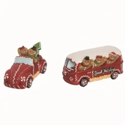 Transpac Gingerbread Sweet Ride Figurine Set Of 2 Christmas Home Decorations Resin Decorative Objects