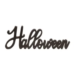 Transpac Wood 17.99 In. Black Halloween Die Cut Halloween Cursive Decor