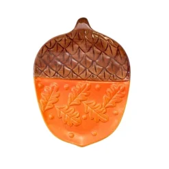 Transpac 8.25 In Patterned Acorn Plate Fall Seasonal Tabletop , Thanksgiving Autumn Leaves (1PC) -Transpac GUEST 8007f86b 67d5 467d ae20 5786e678ed98