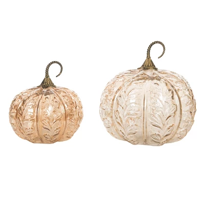 Transpac Glass Light Up Pumpkins With Petal Detail - Fall Decorative Objects For Home Decor And Seasonal Celebrations 1 Transpac Glass Light Up Pumpkins With Petal Detail - Fall Decorative Objects For Home Decor And Seasonal Celebrations