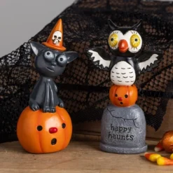 Transpac Multicolor Resin Cat Figurine Halloween Decorative Object For Tabletop Indoor Use Unique Home Decor Gift