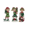Transpac Christmas Resin Jolly Elf Figurine Set Of 3 Christmas Home Decorations