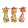 Transpac Sunflower Angel Figurine Set Of 3 Fall Harvest Home Decor Autumn Thanksgiving Decorative Objects Resin