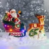 Transpac Dolomite Santa With Sleigh Music LED Figurine Multicolored Ceramic Christmas Tabletop Battery Operated Indoor Decor