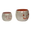 Transpac Dolomite 10.25 In White Halloween Iridescent Nesting Pumpkin Snack Bowls Set Of 2 Decorative Bowls