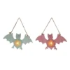 Transpac Resin LED Bat Wall Art Set Of 2 Halloween Decoration Green Battery Operated Prelit Indoor Use Home Decor