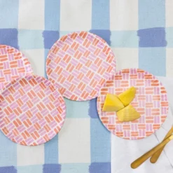 Transpac Melamine Plaid App Plates Set Of 4 Home Decorations Spring