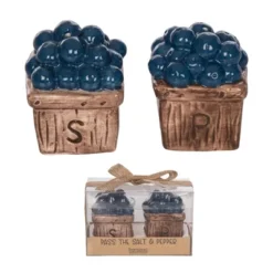 Transpac Ceramic Blueberry Basket Salt And Pepper Shaker Set Of 2 Home Decor Patriotic Kitchen Accessories