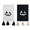 Transpac Fabric Waffle Pumpkin Face Tea Towel Set Of 2 Halloween Kitchen Textiles Cotton Home Decorations