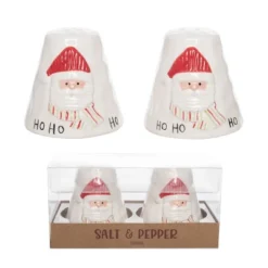 Transpac Jolly Santa Ceramic Salt And Pepper Shaker Set Multicolor Christmas Tabletop Decor For Holiday Dining