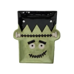 Transpac 12.25 Inch Halloween Frankenstein Platter With Spreader For Treats Snacks Indoor Parties Durable Dolomite Green Design