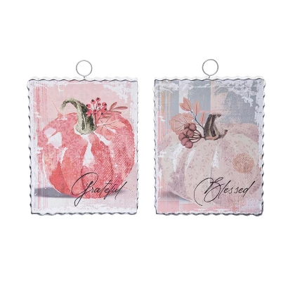 Transpac Set Of 2 Watercolor Pumpkin Wall Decor MDF Metal Paper Fall Harvest Home Decorations 1 Transpac Set Of 2 Watercolor Pumpkin Wall Decor MDF Metal Paper Fall Harvest Home Decorations