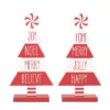 Transpac MDF Peppermint Tree Decor Set Of 2 Christmas Home Decorations For Festive Holiday Cheer