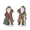 Transpac Large Resin Woodland Santa Figurine Set Of 2 Christmas Home Decorations For Festive Decor