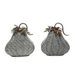 Transpac Galvanized Metal Pumpkin Set Of 2 Fall Harvest Home Decorations For Autumn Thanksgiving