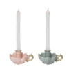Transpac Stoneware Flower Taper Candle Holder Set Of 2 Elegant Home Decor For Everyday Use