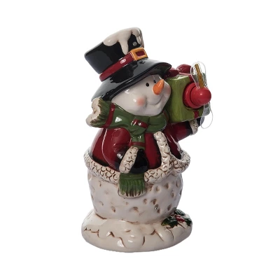 Transpac Dolomite Light Up Snowman With Gift Box And Music - Festive Christmas Decorative Object For Holiday Cheer 3 Transpac Dolomite Light Up Snowman With Gift Box And Music - Festive Christmas Decorative Object For Holiday Cheer - Image 3