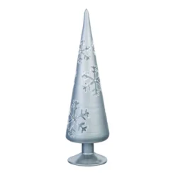 Transpac 9 Inch Silver Christmas Snowflake Cone Tree Decorative Object For Holiday Home Decor