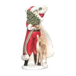 Transpac 12.5 In Multicolor Gilded Accent Santa Figurine Christmas Decorative Object Polyresin
