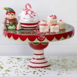 Transpac 12.25 In Holiday Santa Elf Pedestal Dip Bowl Set Of 2 Serving Trays Dolomite Christmas Decor -Transpac GUEST b43c0ce6 ea03 44f3 a8cd 74d12057f5a2