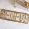 Transpac Gold Metal Trivet Believe Christmas Tabletop Decor Stylish Functional Gift For Holiday Table Setting
