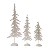 Transpac Rustic Metal Snowy Trees Set Of 3 For Christmas Decor, Charming Decorative Objects For Holiday Home Styling