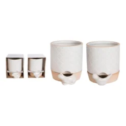 Transpac Terracotta Animal Icon Self Water Planter Set Of 2 Ceramic Home Decorations For Spring