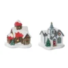 Transpac Light Up Village House And Church Figurine Set Of 2 Christmas Home Decorations Resin Decorative Objects