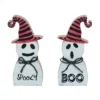 Transpac Halloween Cute Ghosts In Witch Hats Figurines 7.75 Inch MDF Decorative Objects For Festive Decor