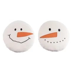 Transpac Christmas Fabric Embroidered Snowman Pillow Set Of 2 Holiday Home Decor Throw Pillows For Festive Cheer