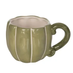 Transpac 12.8oz Ceramic Pumpkin Mug Fall Harvest Drinkware Green Indoor Tabletop Gift Dishwasher Microwave Safe