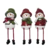 Transpac Resin Green & Red Snowman Shelf Sitter Set Of 3 - Festive Christmas Decorative Objects For Holiday Cheer