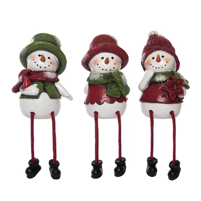 Transpac Resin Green & Red Snowman Shelf Sitter Set Of 3 - Festive Christmas Decorative Objects For Holiday Cheer 1 Transpac Resin Green & Red Snowman Shelf Sitter Set Of 3 - Festive Christmas Decorative Objects For Holiday Cheer