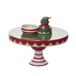 Transpac 12.25 In Holiday Santa Elf Pedestal Dip Bowl Set Of 2 Serving Trays Dolomite Christmas Decor -Transpac GUEST c7a4ea7c c392 401f 80db 3e15d73cdc6b