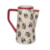 Transpac Dolomite Vintage Holly Pitcher 62.5oz Multicolor Ceramic Beverage Server For Christmas Tabletop Decor