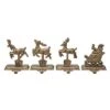 Transpac Iron Santa And Reindeer Stocking Holder Set Of 4 Christmas Home Decorations For Holiday Cheer